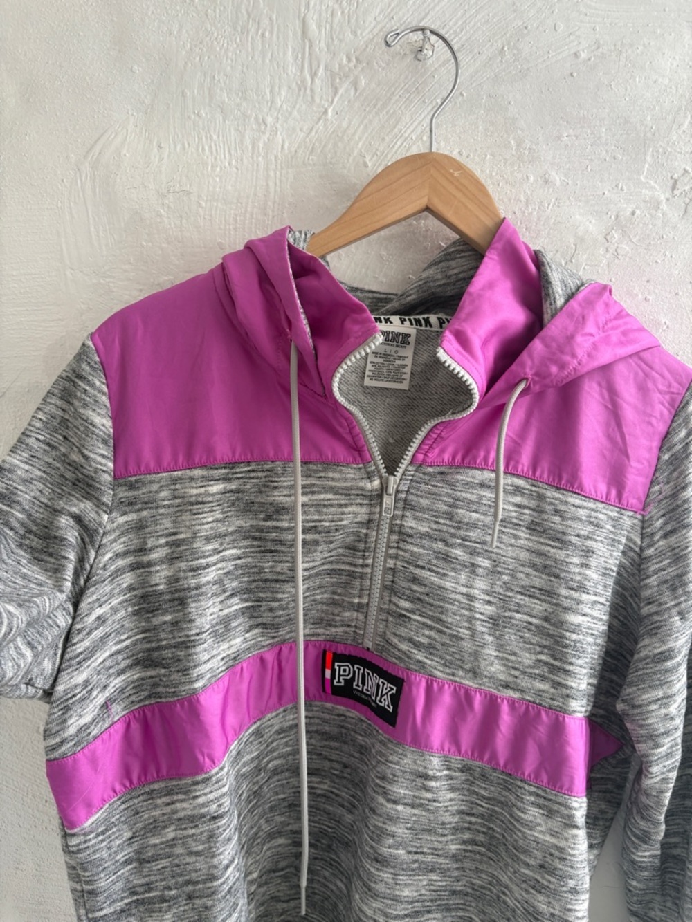 PINK Victoria’s Secret Quarter Zip Hoodie woman’s size large - Picture 4 of 10
